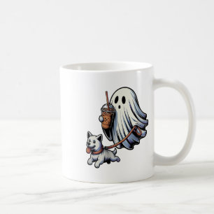 Funny Ghost Walking Dog Ghost Dog Halloween Night  Coffee Mug