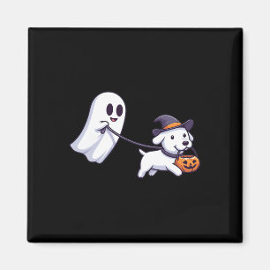 Funny Ghost Walking Dog Ghost Dog Halloween Night Magnet