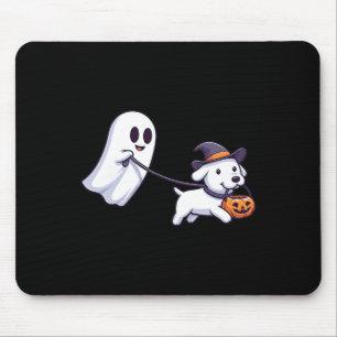 Funny Ghost Walking Dog Ghost Dog Halloween Night Mouse Pad