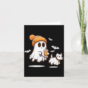 Funny Ghost Walking Dog Ghost Dog Halloween Women Card