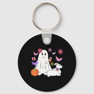 Funny Ghost Walking Dog Spooky Ghost Coffee Hallow Key Ring