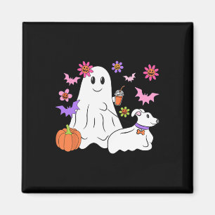Funny Ghost Walking Dog Spooky Ghost Coffee Hallow Magnet