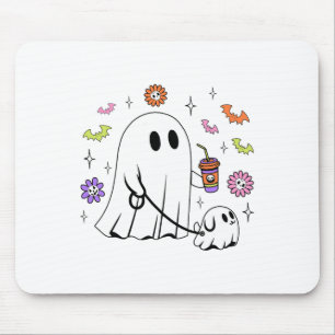 Funny Ghost Walking Dog Spooky Ghost Coffee Hallow Mouse Pad