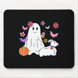 Funny Ghost Walking Dog Spooky Ghost Coffee Hallow Mouse Pad