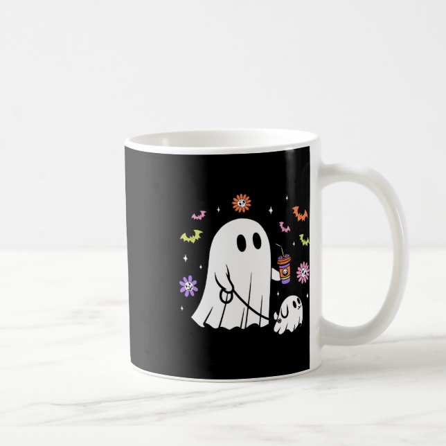 Funny Ghost Walking Dog Spooky Ghost Coffee Hallow Mug (Right)