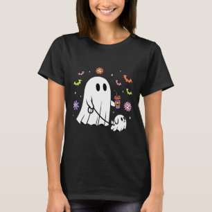 Funny Ghost Walking Dog Spooky Ghost Coffee Hallow T-Shirt