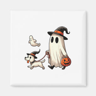 Funny Ghost Walking Dog Spooky Season Halloween Co Magnet