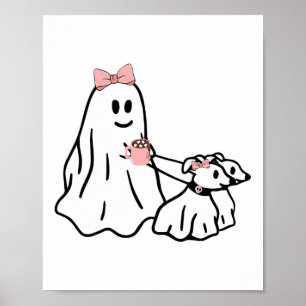 Funny Ghost Walking Dog Spooky Season Halloween Co Poster