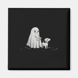 Funny Ghost Walking Dog Spooky Season Halloween Magnet