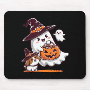 Funny Ghost Walking Dog Spooky Season Halloween Mouse Pad