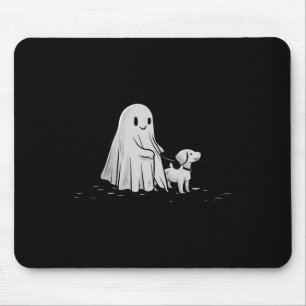 Funny Ghost Walking Dog Spooky Season Halloween Mouse Pad