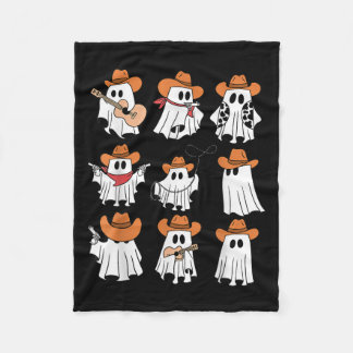 Funny Ghost Western Halloween Howdy Rodeo Cute Gho Fleece Blanket
