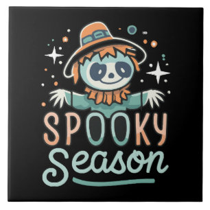 funny ghost with hats, spooky season ceramic tile