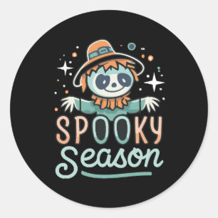 funny ghost with hats, spooky season classic round sticker