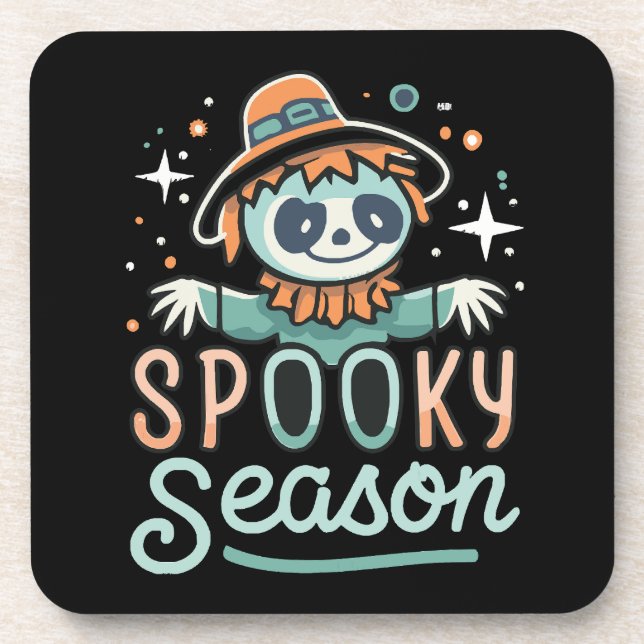 funny ghost with hats, spooky season coaster (Front)