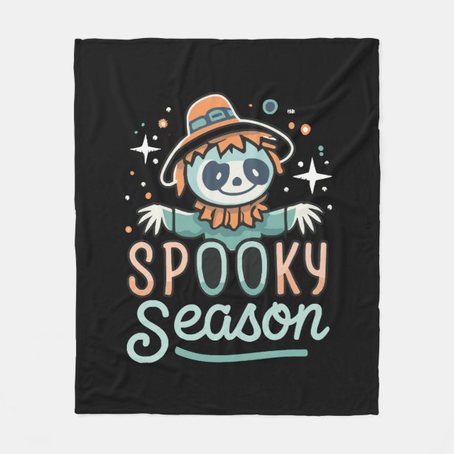 funny ghost with hats, spooky season fleece blanket (Front)