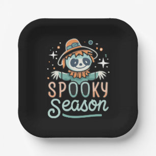 funny ghost with hats, spooky season paper plate