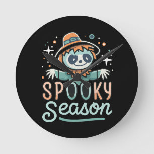 funny ghost with hats, spooky season round clock
