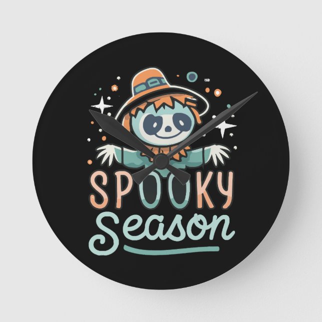 funny ghost with hats, spooky season round clock (Front)