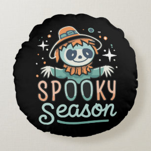 funny ghost with hats, spooky season round cushion