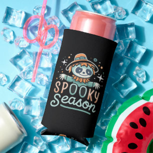 funny ghost with hats, spooky season seltzer can cooler