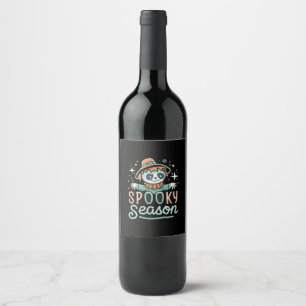 funny ghost with hats, spooky season wine label