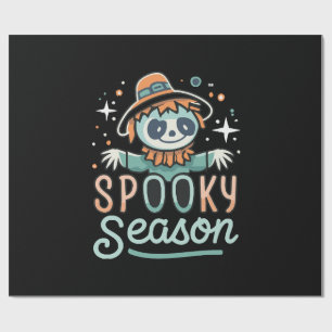 funny ghost with hats, spooky season wrapping paper