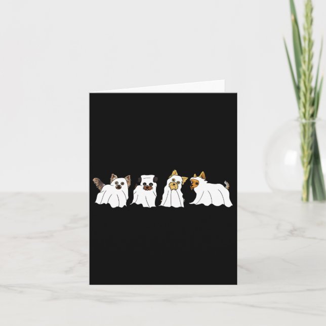 Funny Ghost Yorkshire Terrier Yorkie Dog Lover Hal Card (Front)