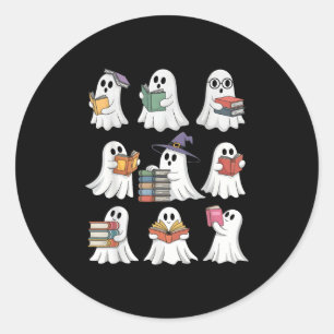 Funny Ghosts Book Reading School Teacher Halloween Classic Round Sticker