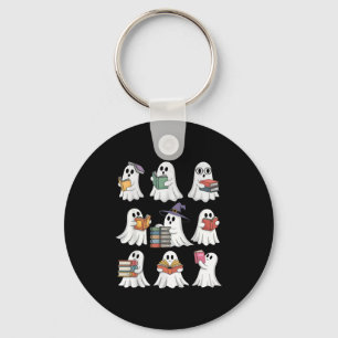 Funny Ghosts Book Reading School Teacher Halloween Key Ring