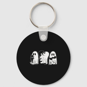 Funny Ghosts Holding Black Cats Halloween Ghost Ca Key Ring
