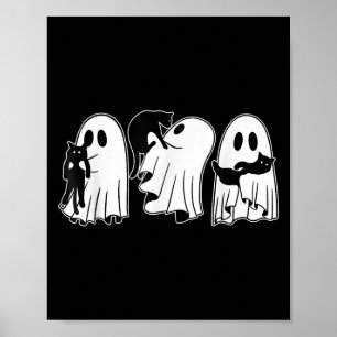 Funny Ghosts Holding Black Cats Halloween Ghost Ca Poster