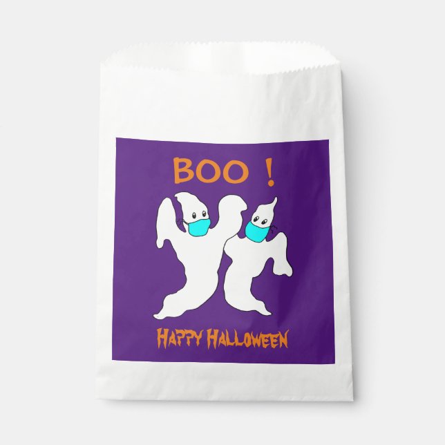 Funny Ghosts in Masks Halloween Favour Bags (Front)