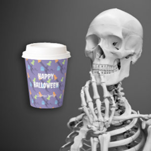 Funny ghosts on lilac. Customisable Halloween Paper Cups