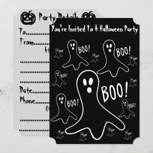 funny ghosts shouting boo! halloween invitation