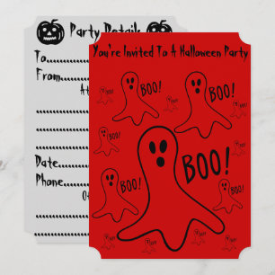 funny ghosts shouting boo! halloween party invitation