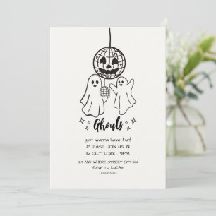 funny Ghouls halloween party doodle invitation