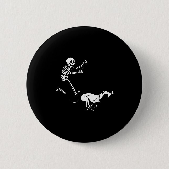 Funny Ghound Running Skeleton Halloween  6 Cm Round Badge (Front)