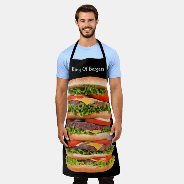 Funny Giant Hamburger Barbecue Theme Apron (Worn)