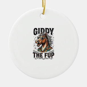 Funny Giddy The Fup Horse Vintage Engraving Shirt_ Ceramic Ornament