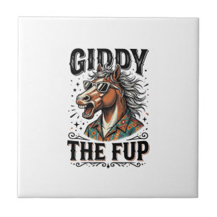 Funny Giddy The Fup Horse Vintage Engraving Shirt_ Ceramic Tile