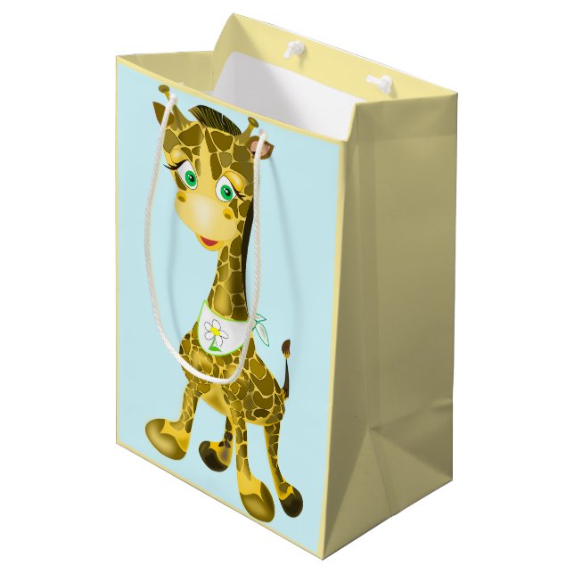 Funny Gift Bag Happy Baby Giraffe - Customisable (Front Angled)