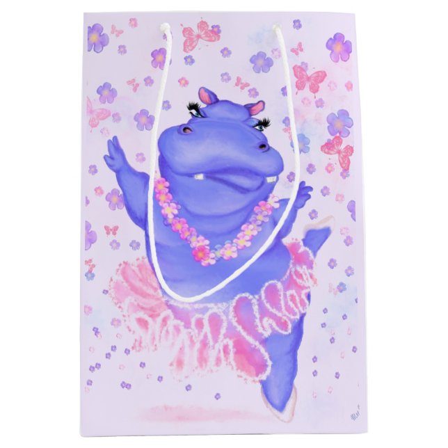 Funny Gift Bag with Ballerina Hippo (Front)