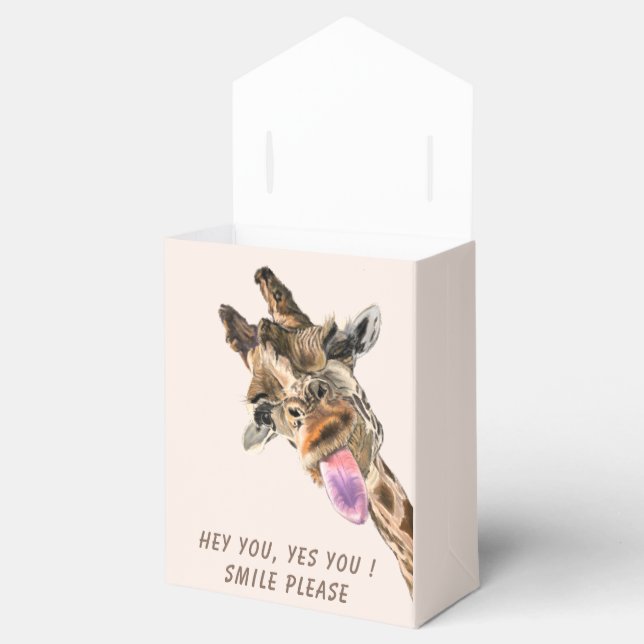Funny Gift Box with Playful Giraffe - Smile  (Opened)