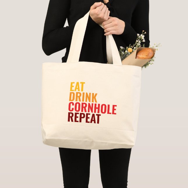 Funny Gift Cornhole Lover Colour Gradient Large Tote Bag (Front (Product))