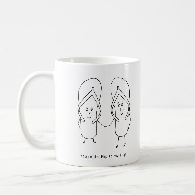 Funny gift, cute couple, flip flop coffee mug (Left)