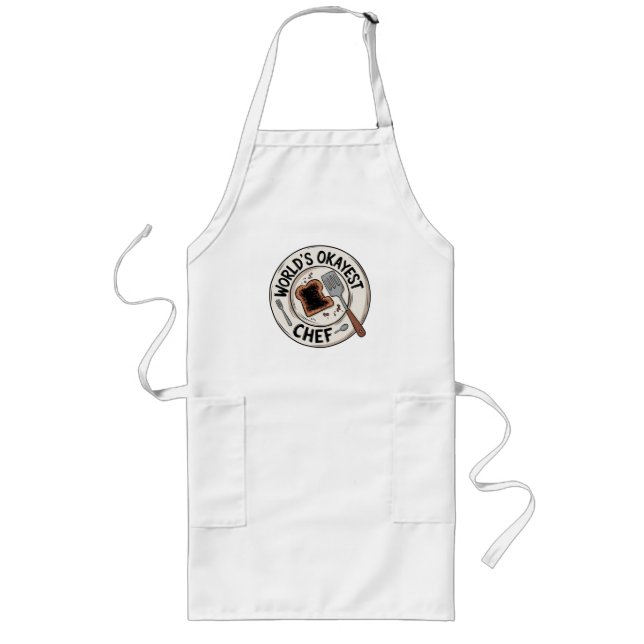 Funny Gift for Cooks: World's Okayest Chef Design Long Apron (Front)