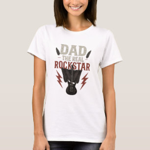 funny gift for dad the real rock star tshirt
