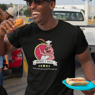 Funny Gift for Him BBQ Grill Dad Name Mens T-Shirt