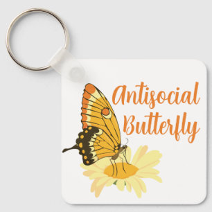 Funny gift for Introvert Antisocial Butterfly Key Ring